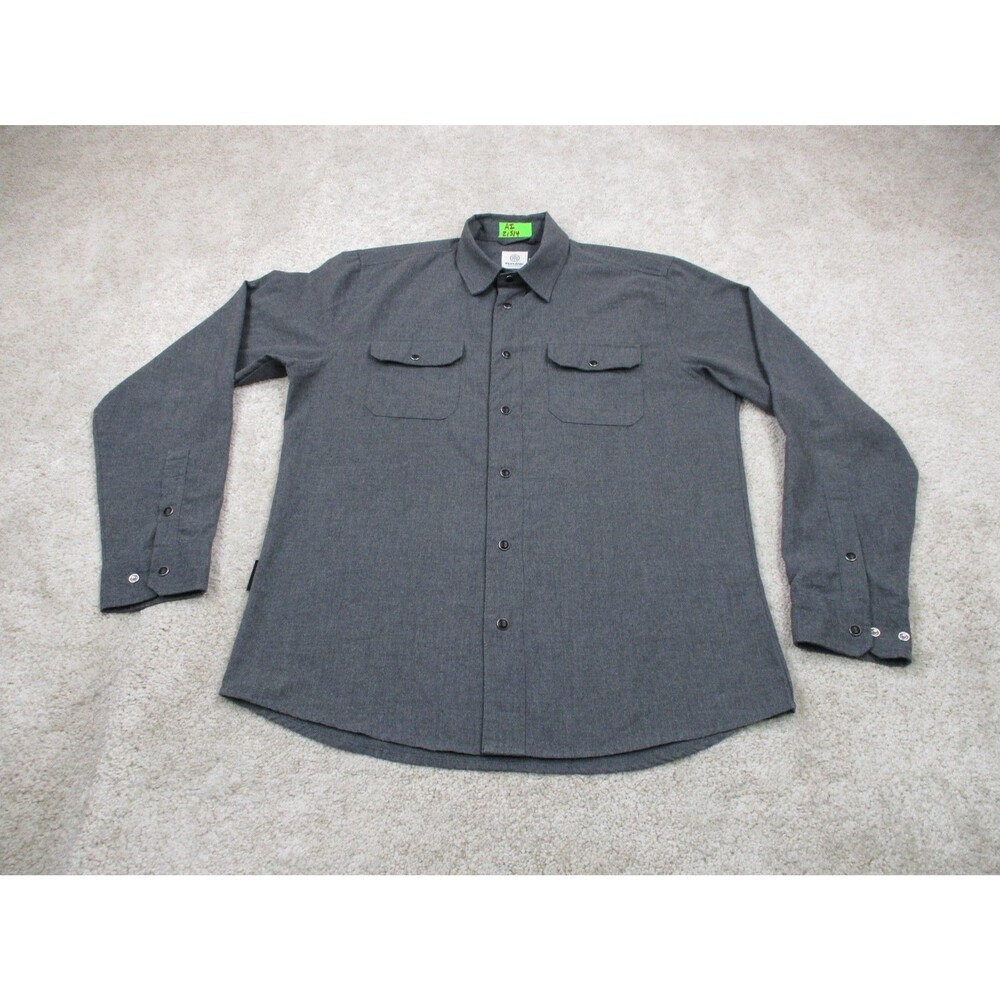Flylow Shirt Mens Large L Gray Handlebar Tech Flannel Pearl Snap Button Up